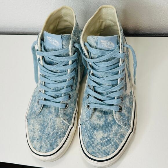 Vans Washed Blue White Sk8-Hi Taper Denim Winter Sky Skate Shoes 8 - Picture 6 of 15